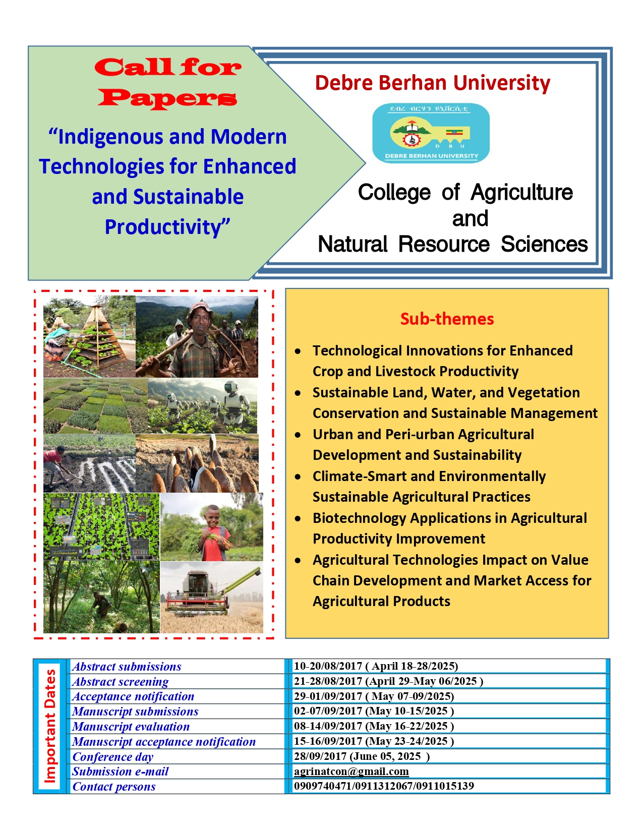 Call for Paper Image - Indigenous and Modern Technologies for Enhanced and Sustainable Productivity